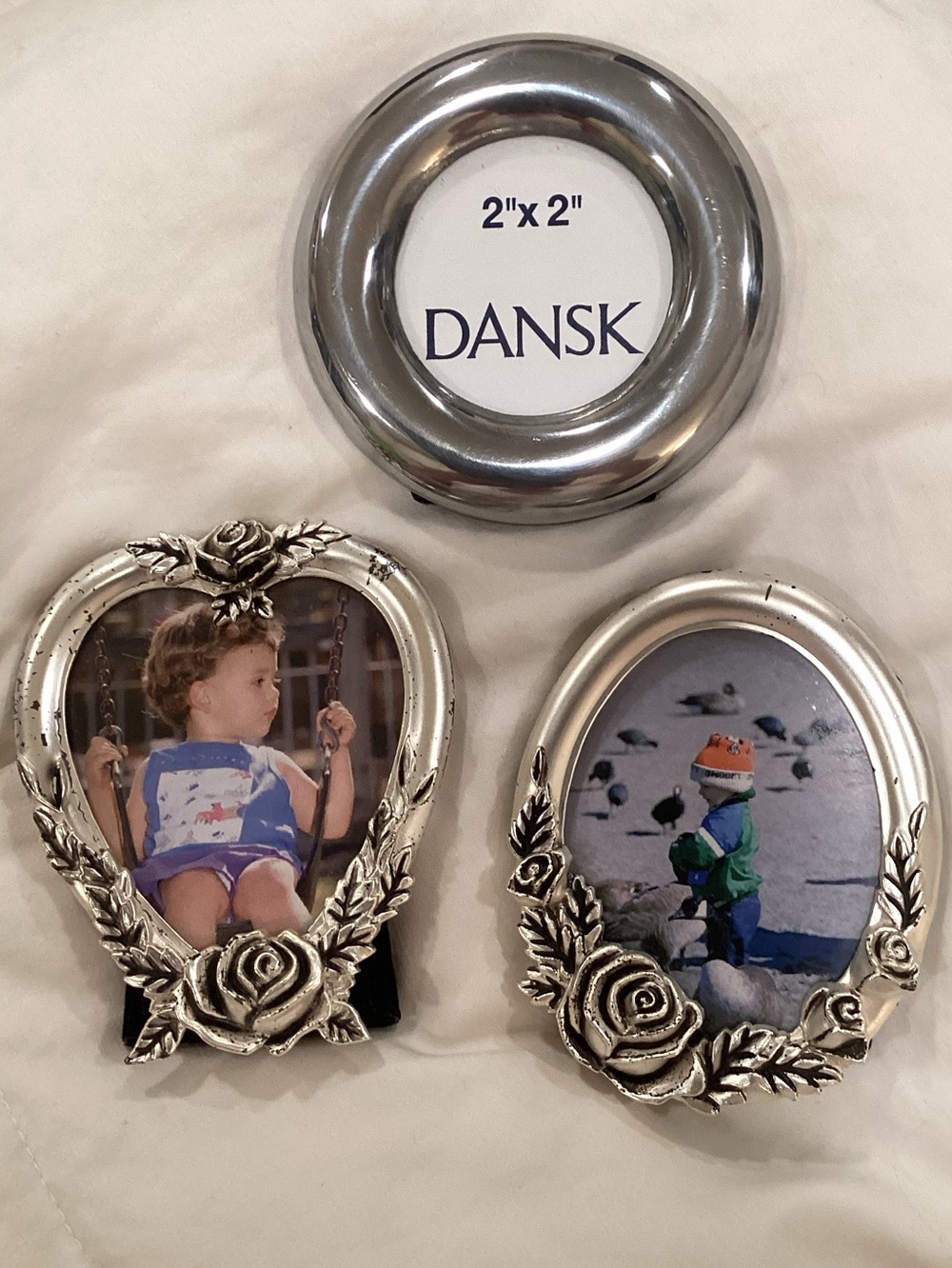 Dansk Silver Round Mini Photo Frame set/3